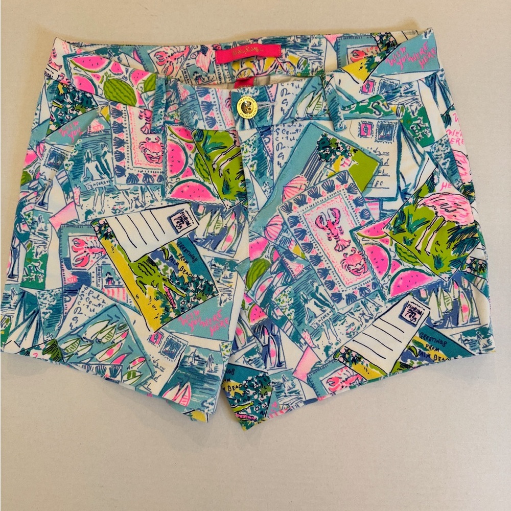 Lilly Pulitzer Callahan Stretch Shorts Wish You Were Here Women Size 0 Vacation